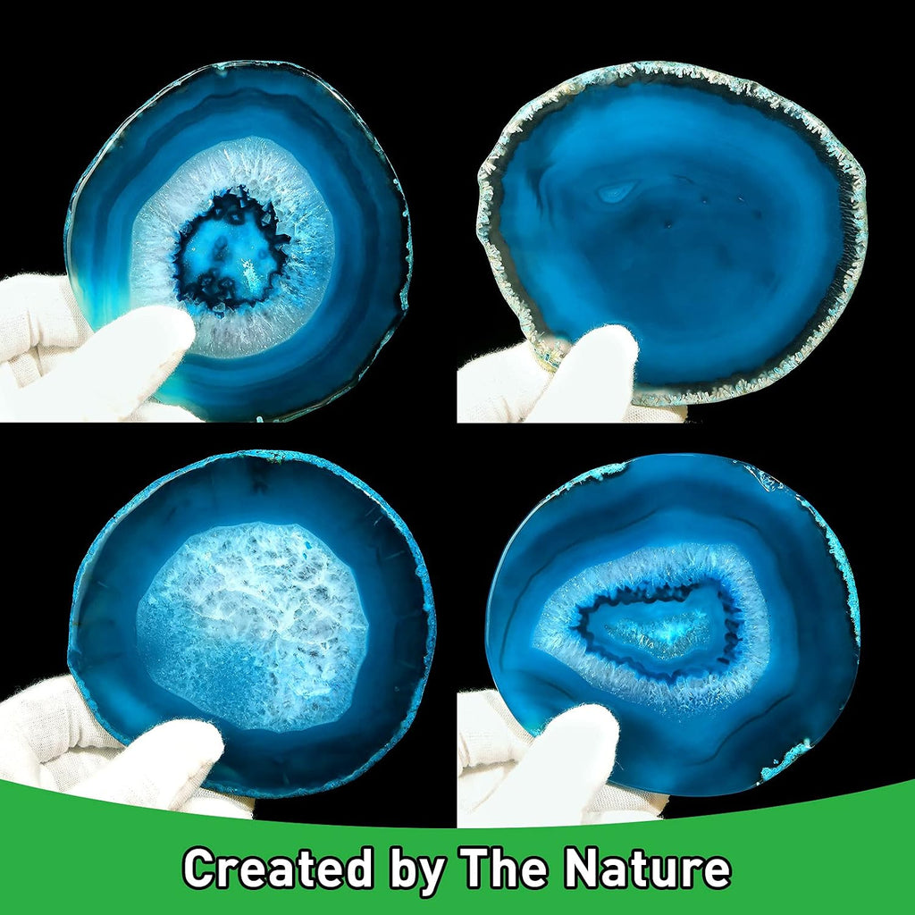 Blue Agate Coaster for Coffee Table - Set of 4