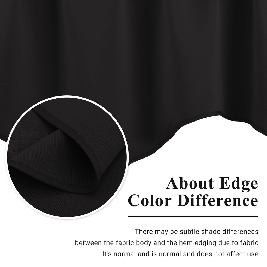 Blackout Scalloped Valance Curtain 2 Panels, W52 x L18 Inch, Black