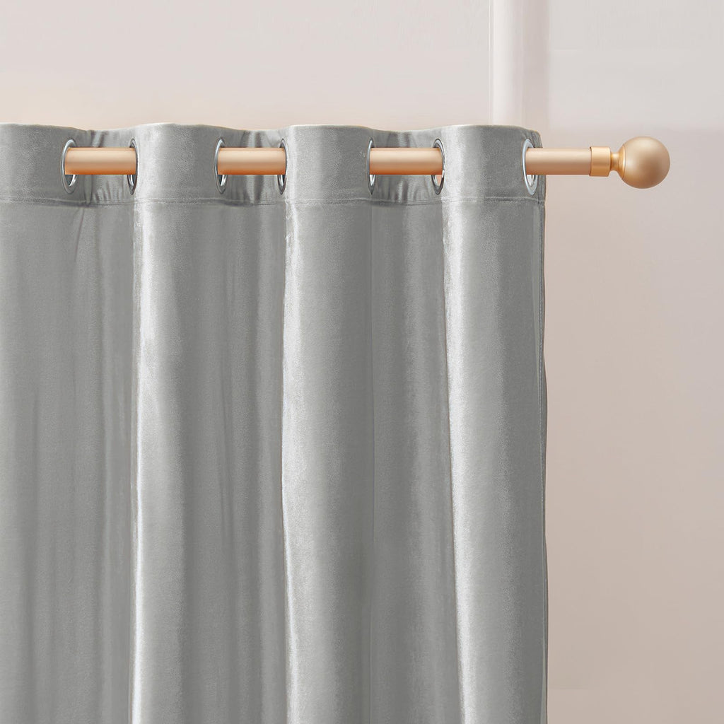 Velvet Light Blue Blackout Curtains 108 inch Length