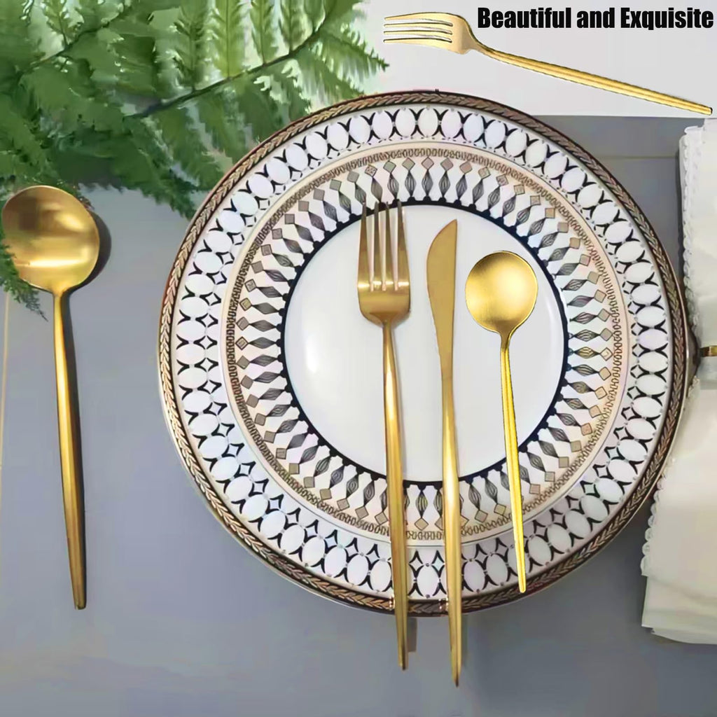 600-Piece Food Grade Gold Silverware Set, Luxury Flatware Set for 120 - Premium Stainless Steel Cutlery Set with