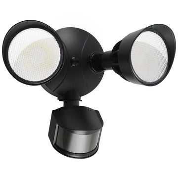 45W PIR Motion Sensor Outdoor Lights, Dual Head LED Flood Light, 5000K Daylight, IP65 Waterproof Hardwired