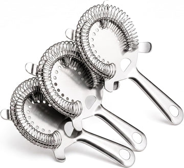 Hawthorne Strainer for Cocktails - Professional Bar Strainer - 4 Prong Design - Bartender Strainer for Shaker - Use - Set of 3