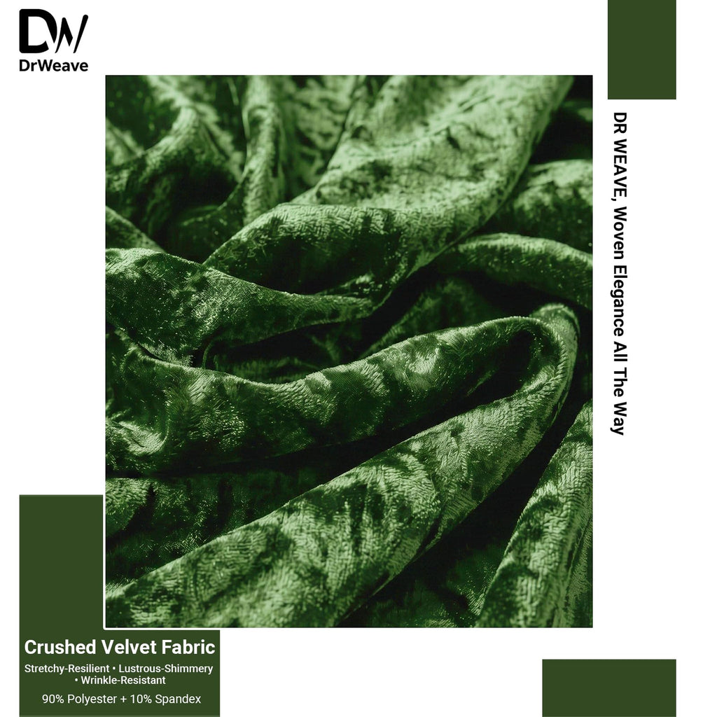 Crushed Velvet Fabric, 2 Way Stretch, 63 Inch x 1 Yard, Olive Green