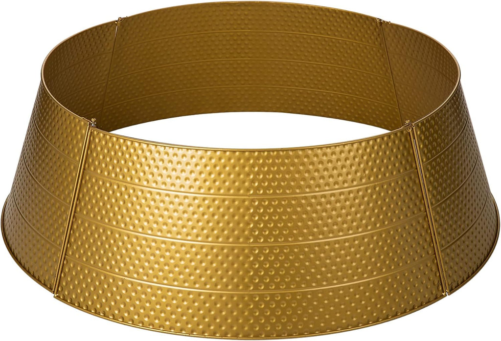 Adjustable Hammered Metal Christmas Tree Collar Decorations, 40.5" D, Gold, Large (GH31066)