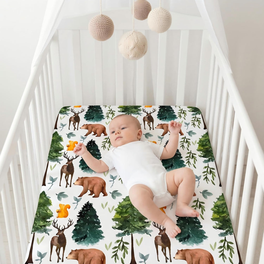 Fitted Baby Crib Sheets Set of 4, Unisex Crib Sheets for Boys Girls, Soft Neutral Crib Mattress Sheet, Breathable for