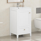 20-inch Solid Wood Bathroom Vanity with Sink, Free Standing Cabinet, Soft Closing Door, Storage Rack