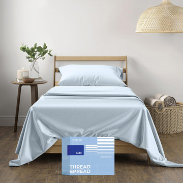 Egyptian Cotton Sheets Twin Size - Luxury 400 Thread Count 100% Cotton Twin Sheets Set (3 PC, Light Blue), Silky