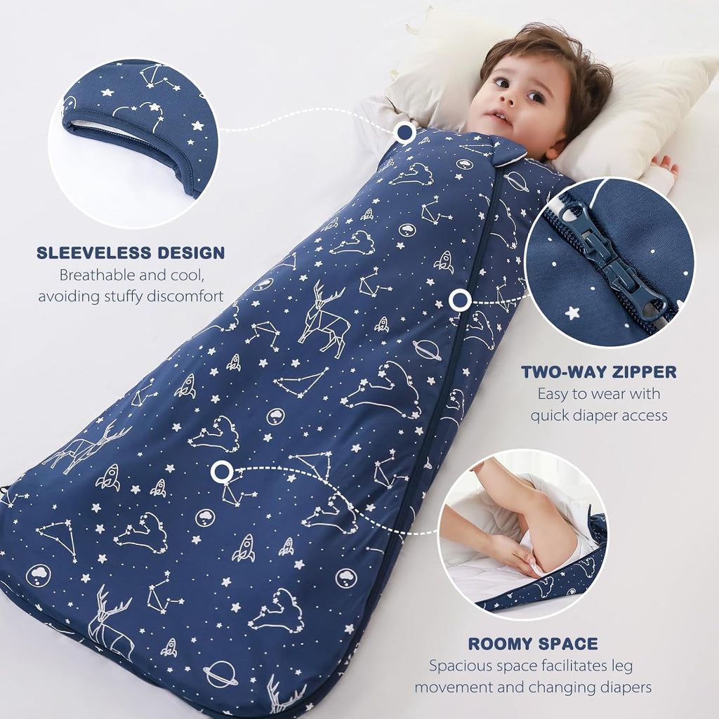 Unisex Rayon Made from Bamboo Sleep Sack with Way Zipper,2.5 Tog Baby Winter Sleep Sack(Navy Blue, )