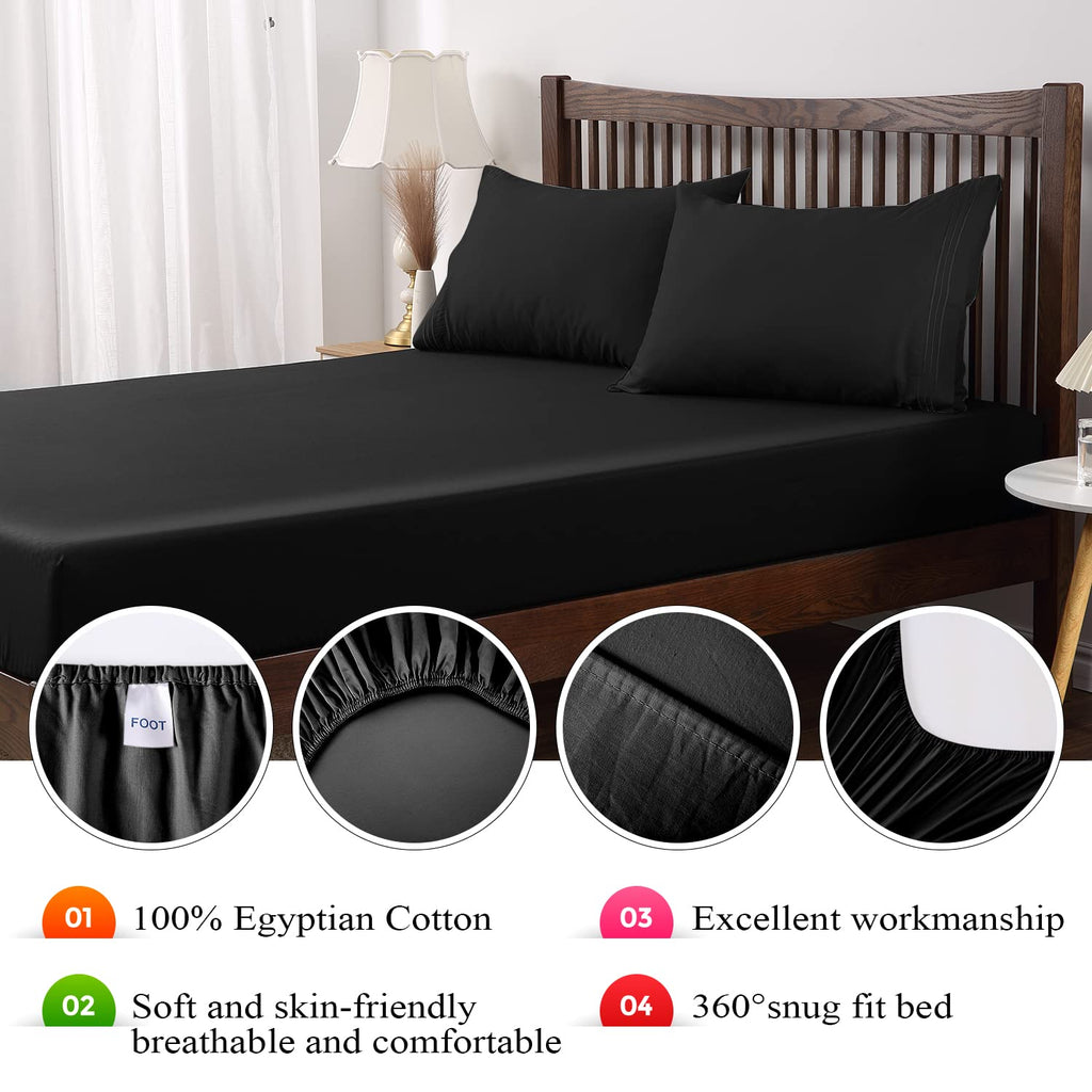 100% Egyptian Cotton King Size Fitted Sheet, 600 Thread Count Sateen