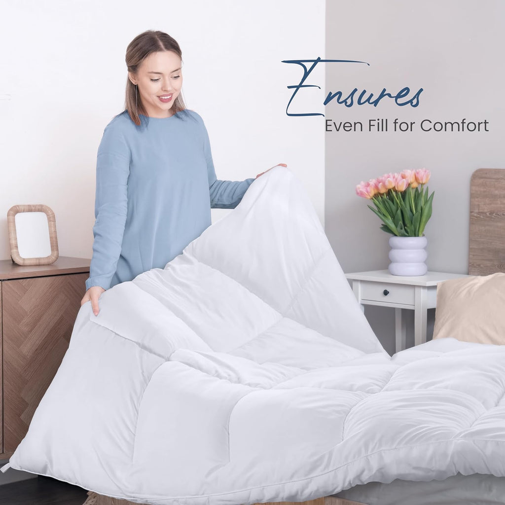 Comforters King, All Season Duvet Insert, Down Alternative Box Stitched Bed Comforter with Corner Tabs