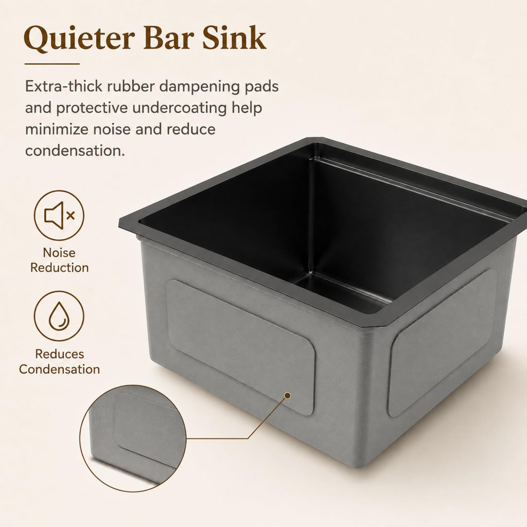 17"X19" Black Undermount Bar Sink, Bar & Prep Sink with Workstation