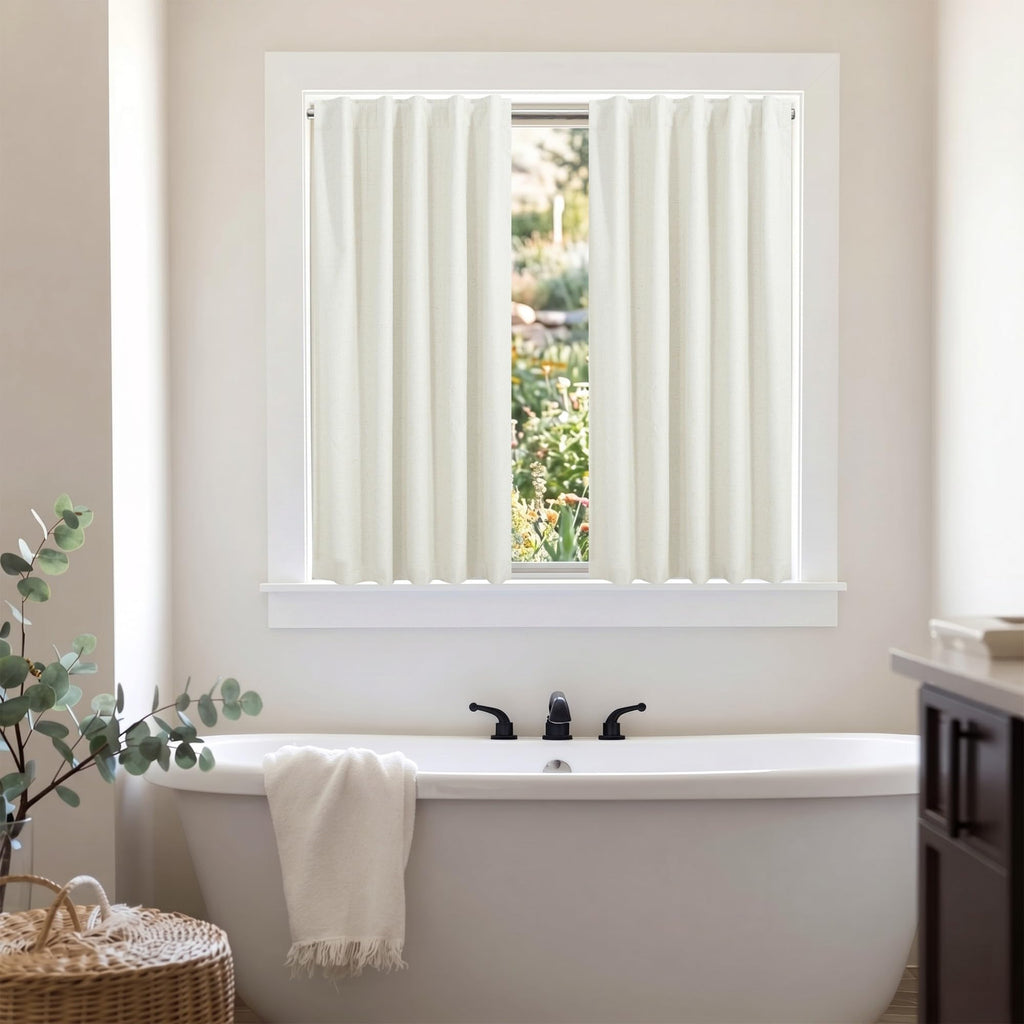 Linen Blackout Curtains 72 Inch Long Solid Thermal Insulated Panels Darkening Black Out Energy Efficient Window