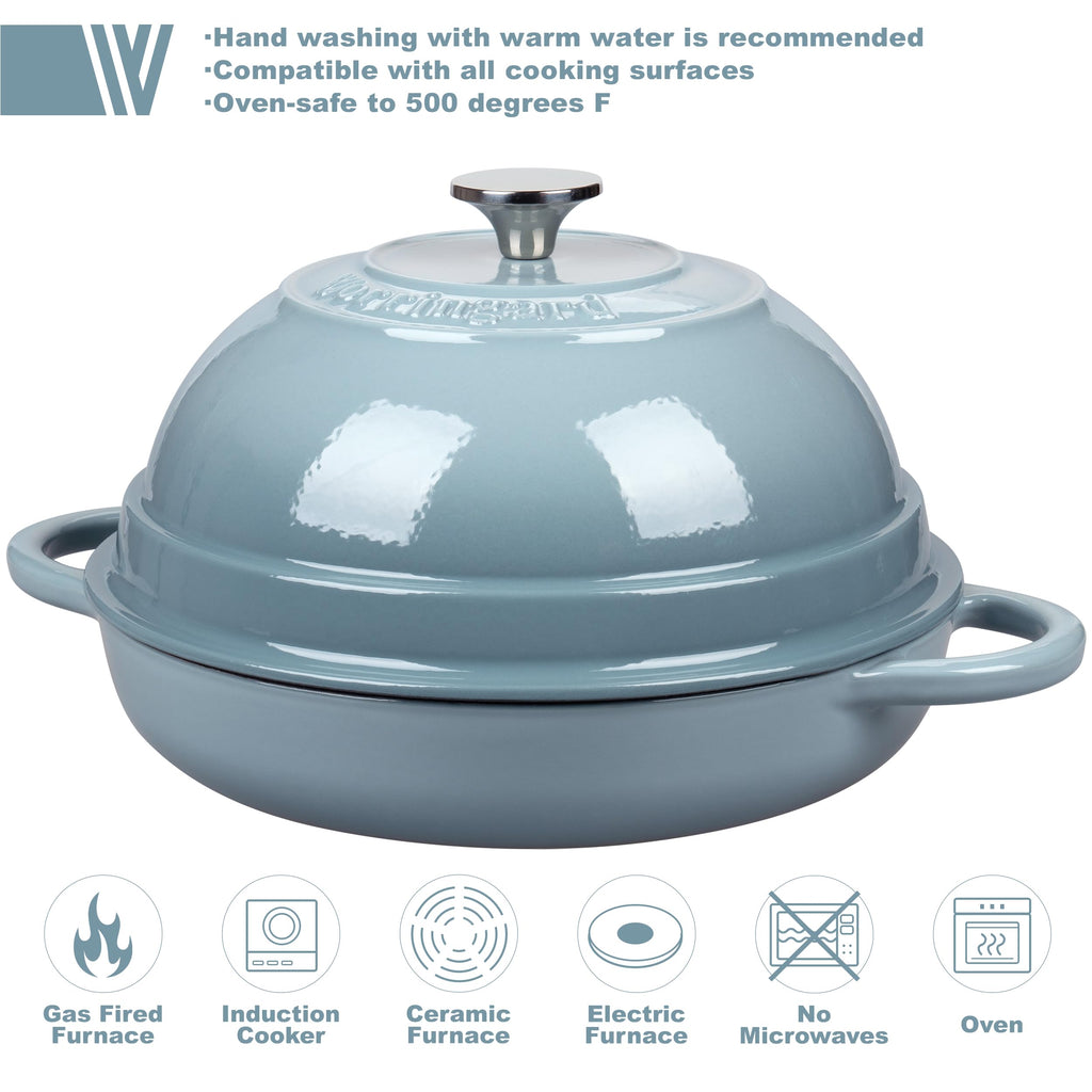 Cast Iron Enameled Dutch Oven Pot with Lid for Bread Baking, Bread Oven, 6 Quart, Sea Salt