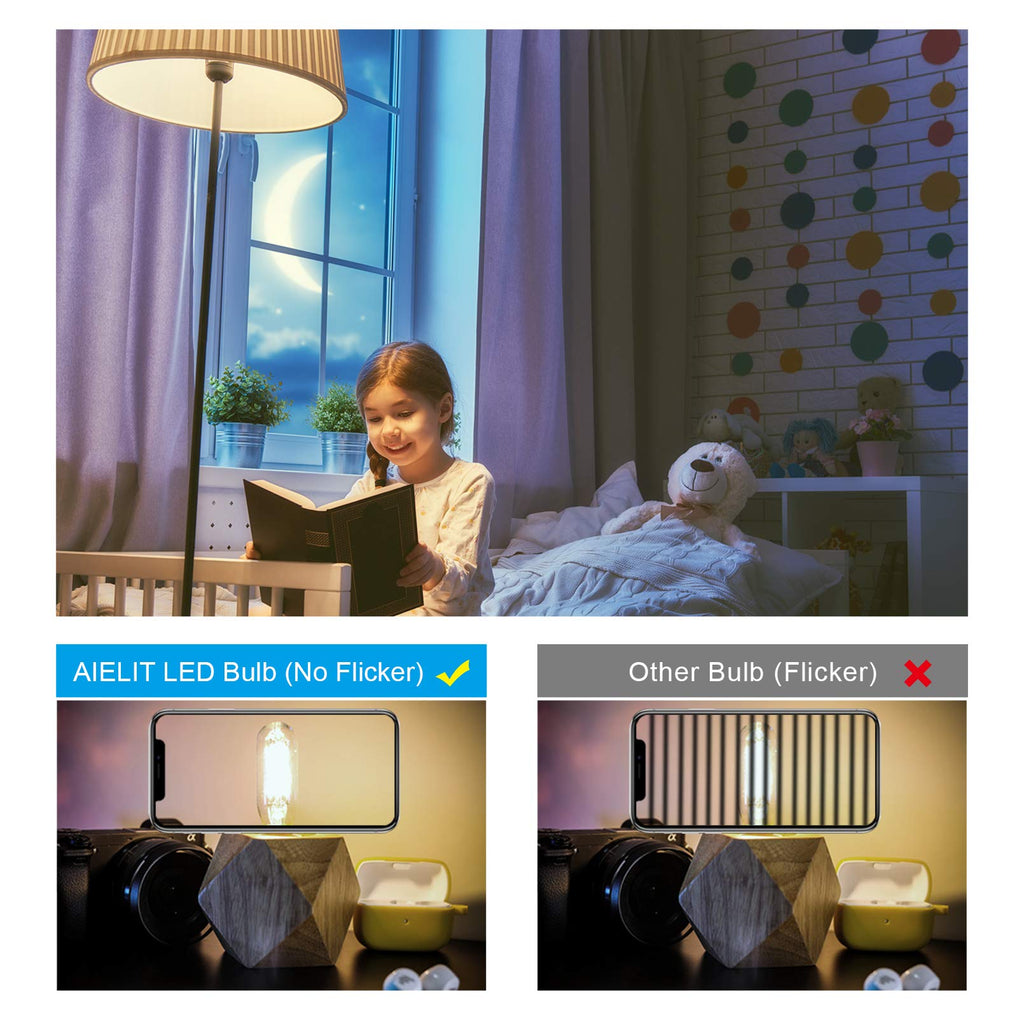 T8 Tubular LED Filament Bulb 2W (25W Equal) E12 Candelabra Base, Dimmable, 3000K Soft White (4 Pack)