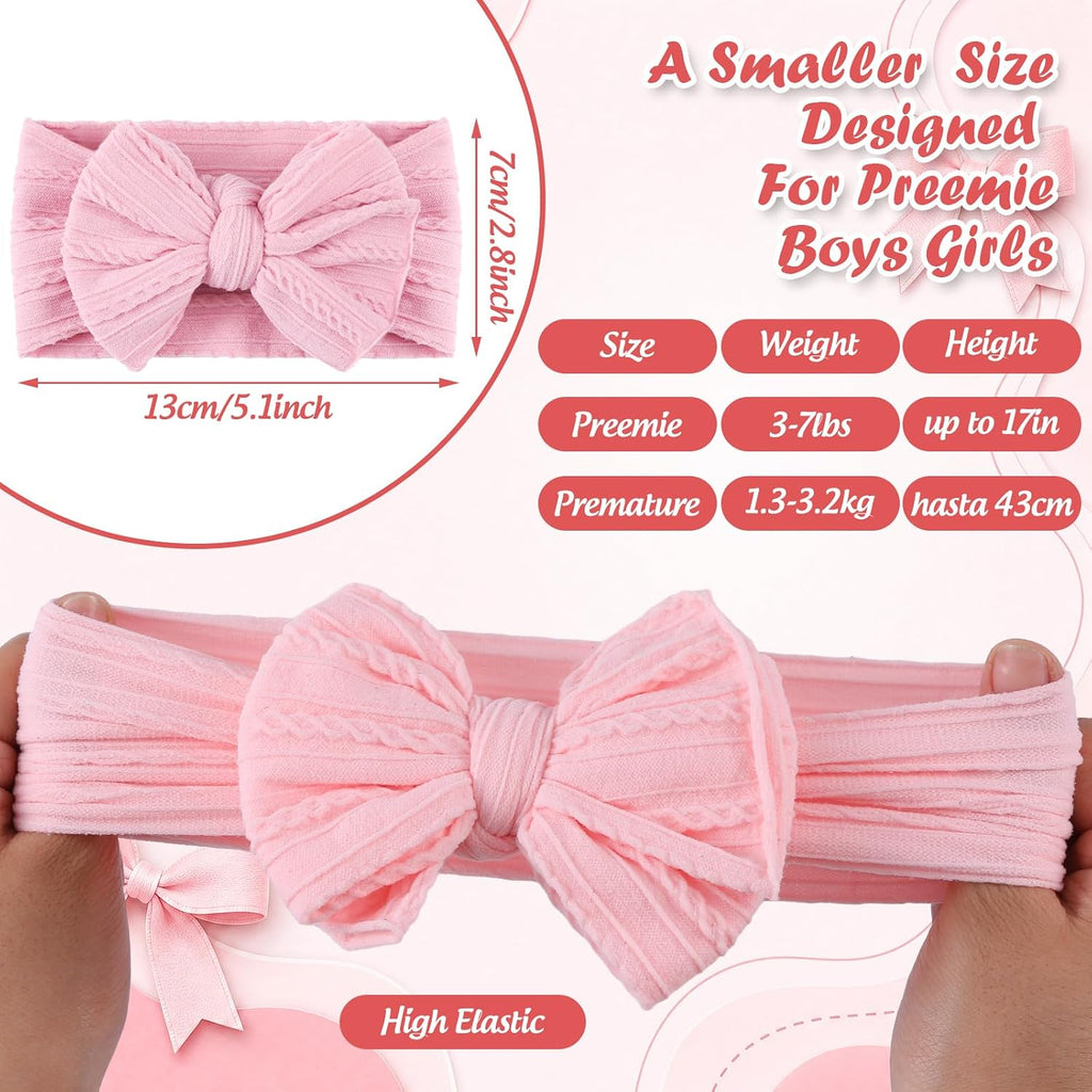 8 Pcs Preemie Baby Headband for Girls Nicu Wear Photoshoots, Bow