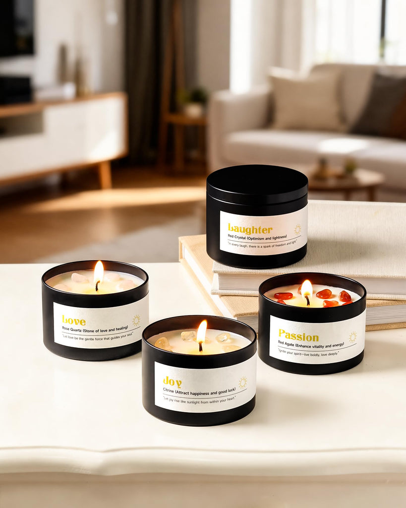 Crystal Energy Candles Set for Women - Soy Candle Scented