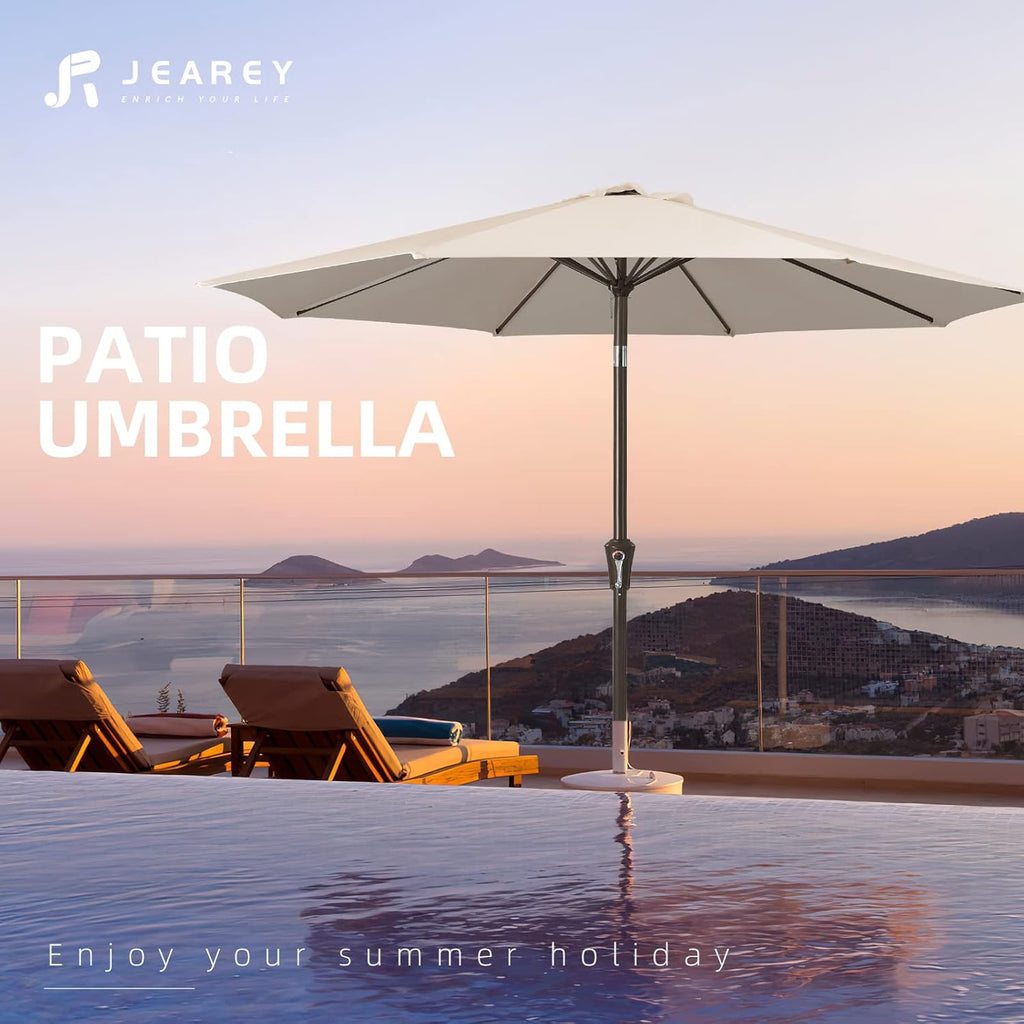 9FT Outdoor Patio Umbrella Outdoor Table Umbrella with Push Button Tilt and Crank - Beige