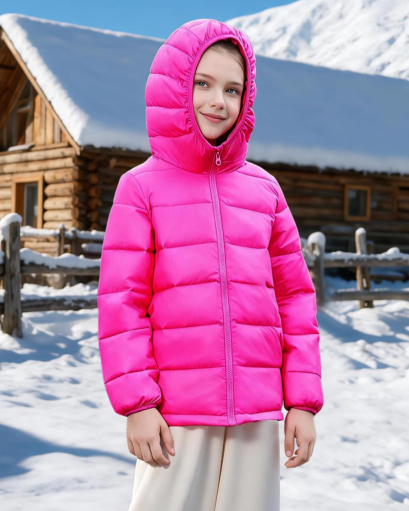 Hooded Puffer Jackets for Girls Lightweight and Packable Autumn a Winter Coat