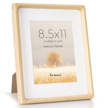 8.5 by 11 Picture Frame, USA-Sourced Maple Wood Photo Frame with HD Tempered Glass, Handcrafted Rounded Corner 8.5x11