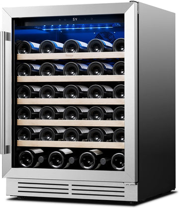 Wine Fridge Cooler - 24 Inch Wine Fridge Hold 52 Bottles, 40-65°F Wine Refrigera
