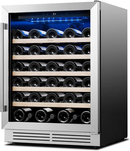 Wine Fridge Cooler - 24 Inch Wine Fridge Hold 52 Bottles, 40-65°F Wine Refrigera