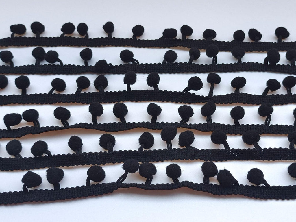 Pom Pom Trim 6 Yards 15mm Ball Fringe Trim for Sewing Accessory Decoration DIY Crafts(Black, 2311)
