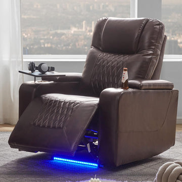 Electric Recliner Chair with USB Charge Port, 360 Swivel Tray Table, Hand in-Arm Storage, and Cup Holders