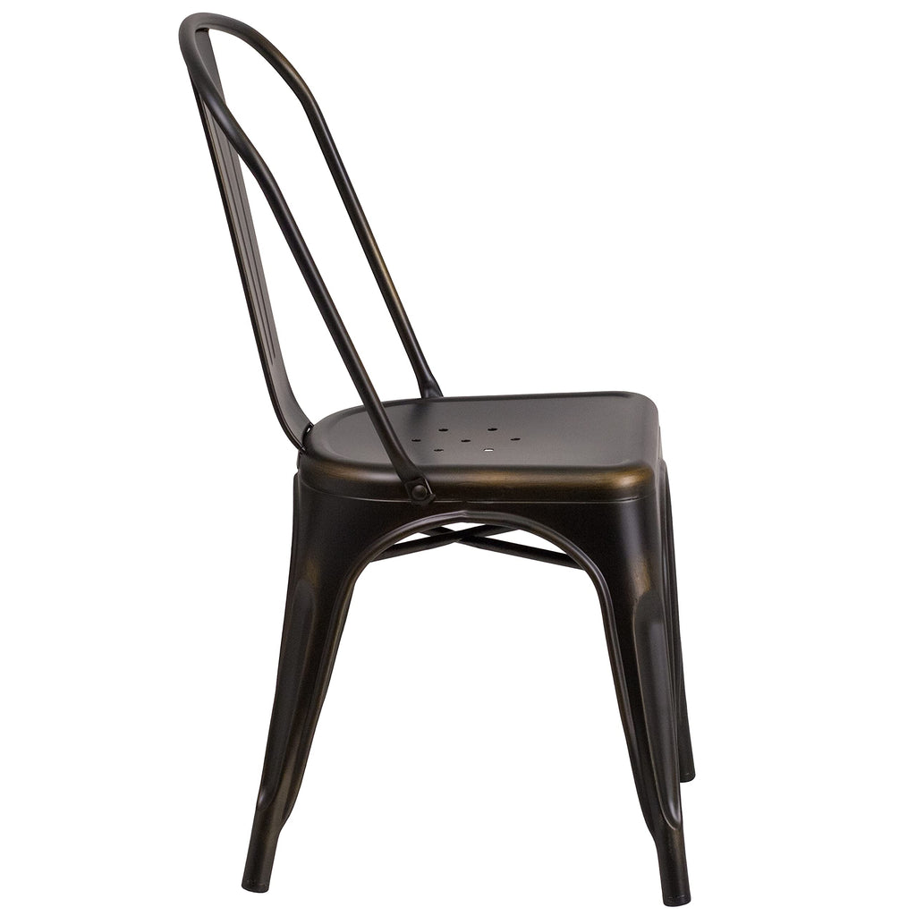 Distressed Copper Metal Indoor/Outdoor Stackable Chair