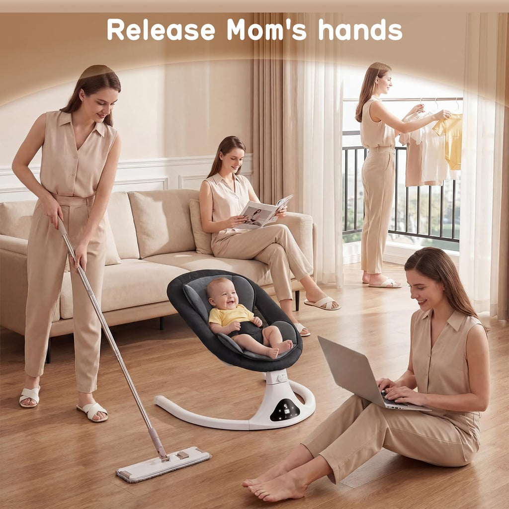 Electric Baby Swing for Infants to Toddler| Portable Infant Swing with Remote Control, Rocker with 5 Speeds, Point