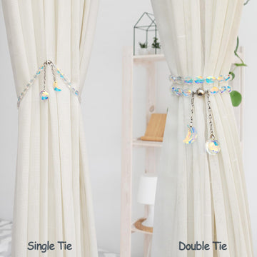 Magnetic Curtain Tiebacks, 2 Pack Crystal Beaded Sun & Moon Pendants Sheers/Draperies Holdbacks for Window Home