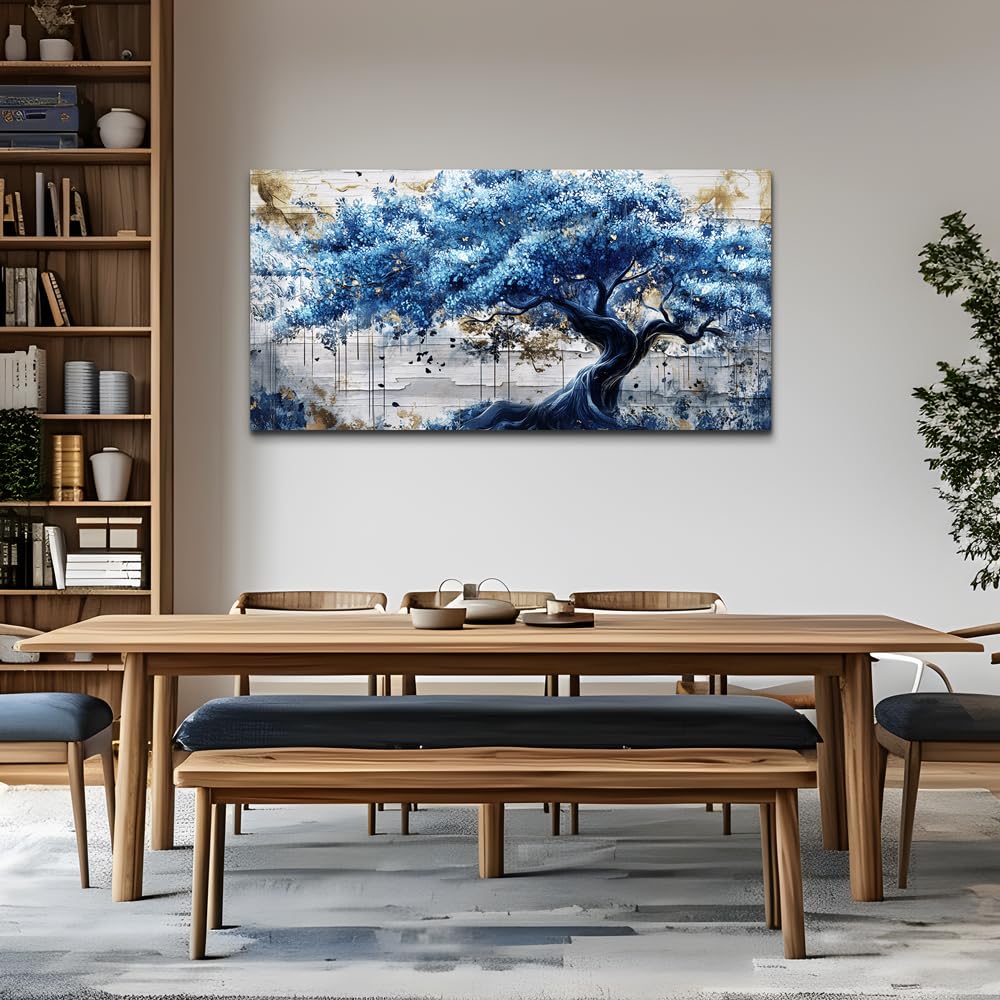 Blue Tree Wall Paintings Canvas Wall Art Large Wall Decor Office Decorations Farmhouse Abstract Watercolour Pictures