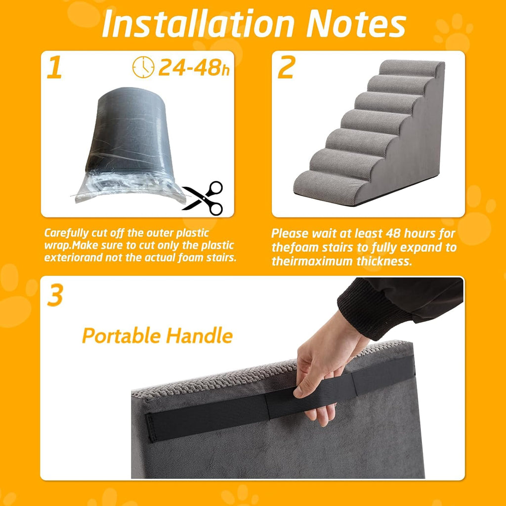 35" H Dog Stairs for Small and Medium Dogs 7-Step Ramps for High Beds and Couch Non-Slip Extra Wide Pet Stairs