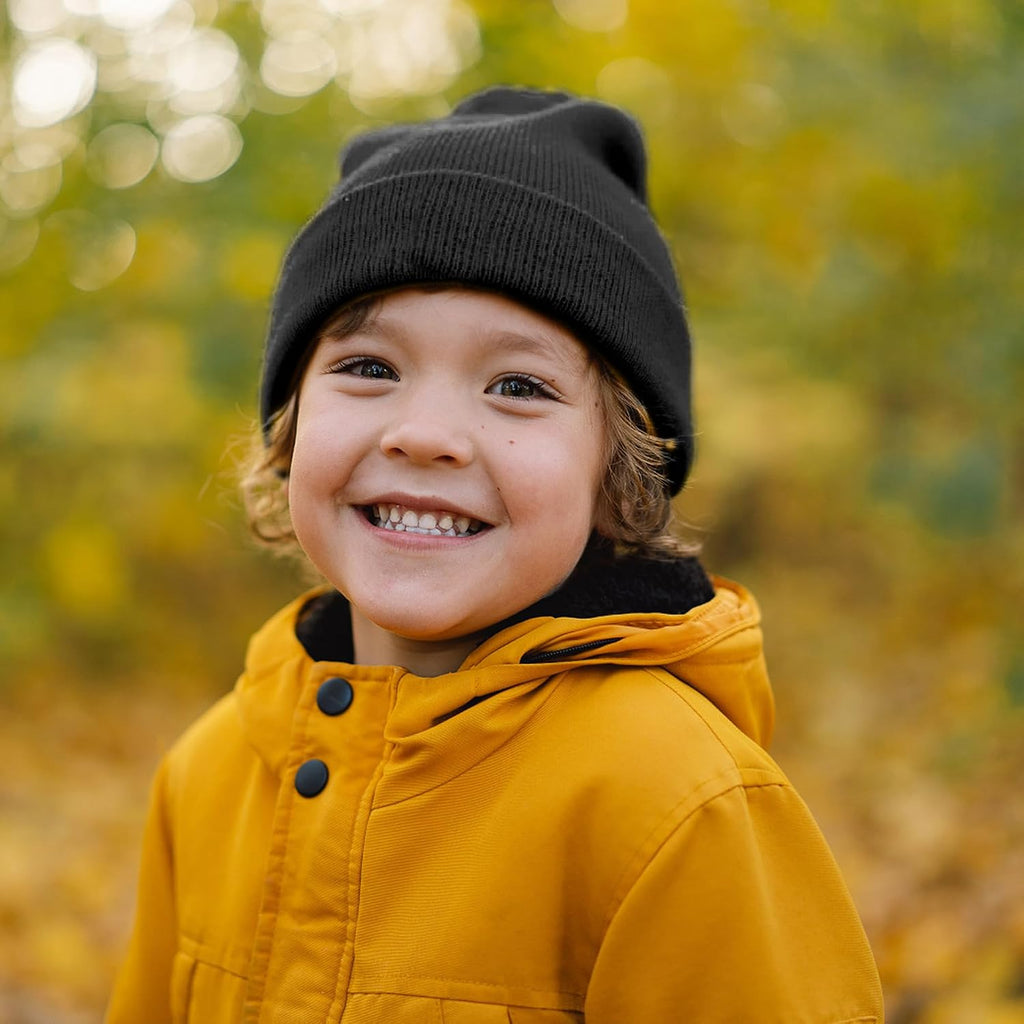 100% Cotton Toddler Beanie Hats for Baby Kids Winter Knit Cuffed Cap