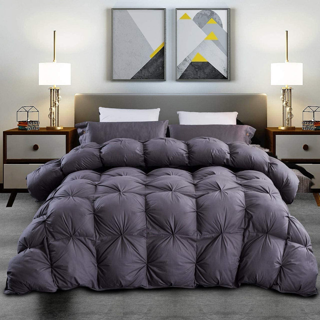 Luxurious Goose Down Feather Comforter Duvet Insert, Classic Pinch Pleat Style, 750+ Fill Power, 60 oz. Fill Weight
