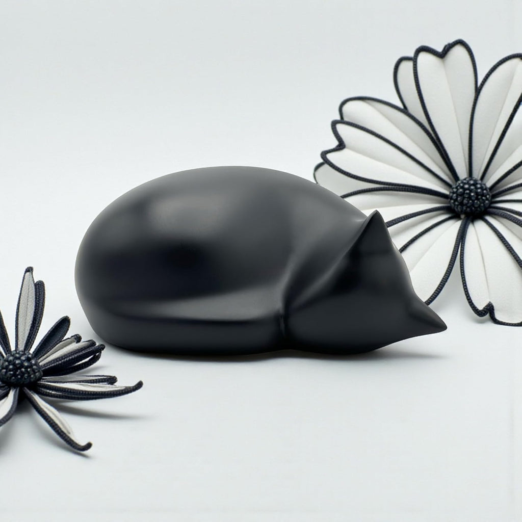 Sleeping cat Funeral urn, Black
