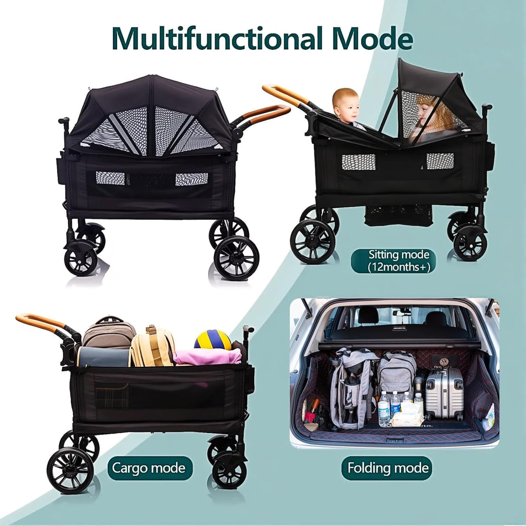 Luxury Wagon Stroller for 2 Kids & Cargo-Lightweight Travel Stroller