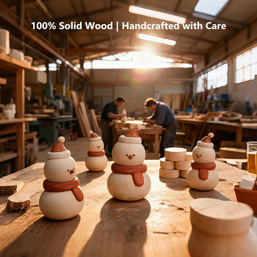 Christmas Snowman Decoration,Wooden Snowman Figurine,Rustic for Her or Him,Festive Home and Car Christmas Decor