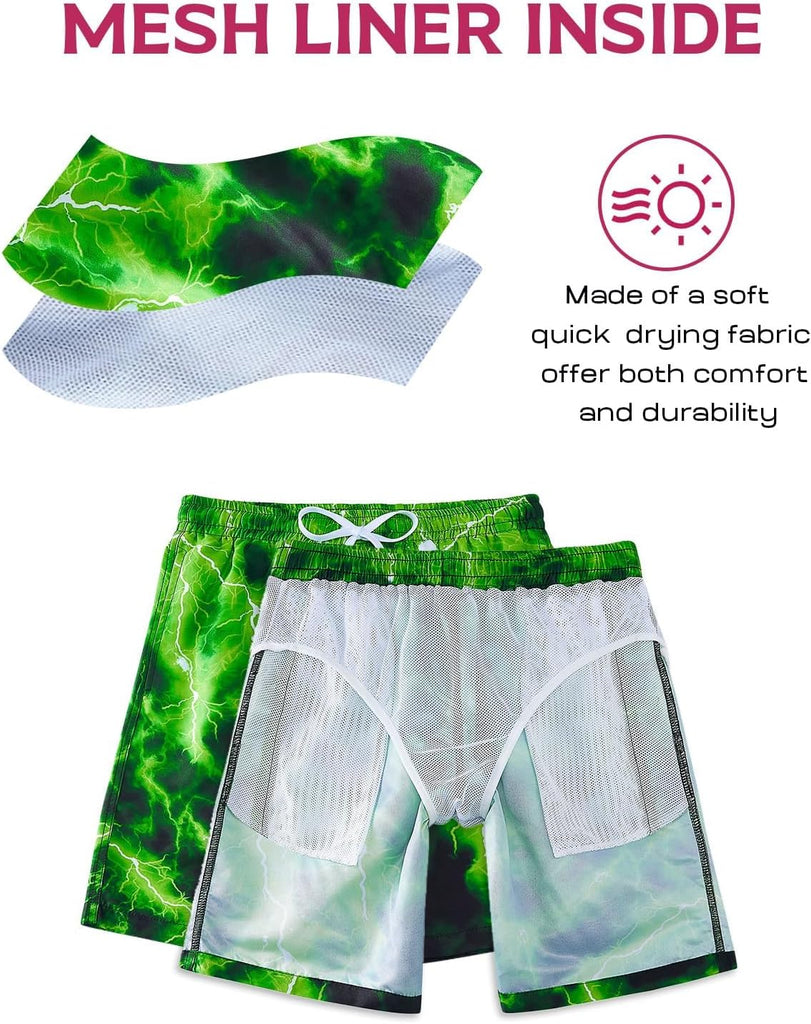 Boys Swim Trunks Quick Dry Bathing Suit with Mesh Liner