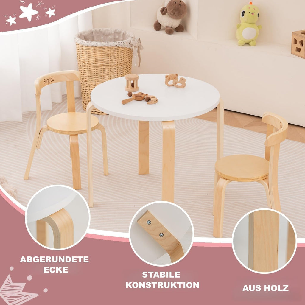 Kids Table and 2 Chairs Set, Wooden Table and Chairs for Kids & Toddler,Kid Wooden Furniture