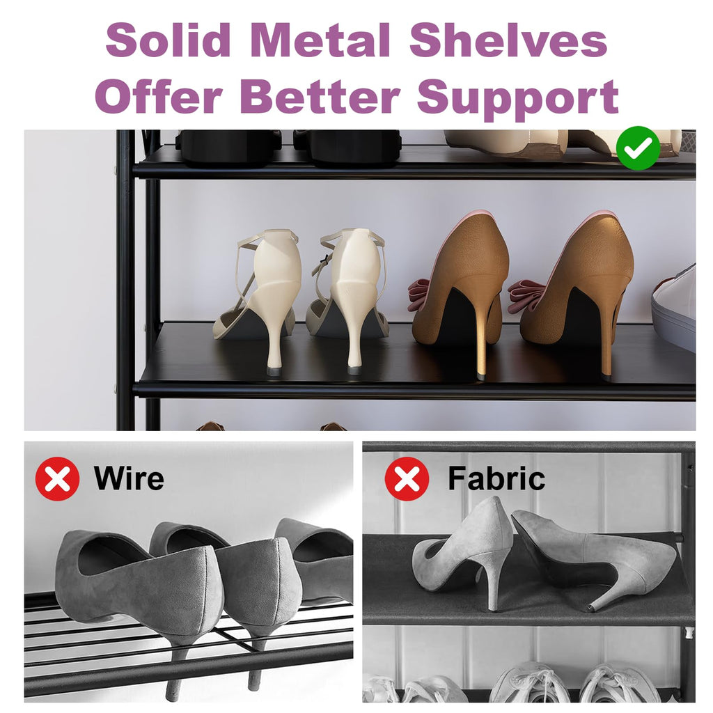 6 Tier No-Assembly Shoe Rack, Foldable Shoes Rack Organizer Without Installation, Portable Solid Metal Shoe Shelves