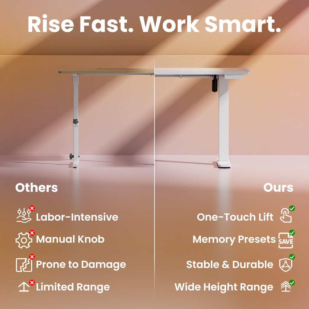43x24 Inch Electric Standing Desk, Height Adjustable, White