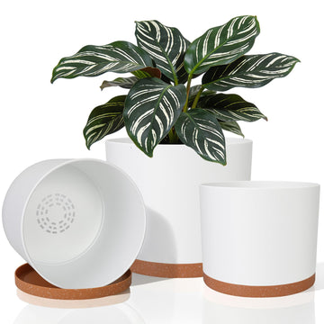 3 Pack Cylinder Planter Set 10/9/8 Inch White Indoor Plant Pots