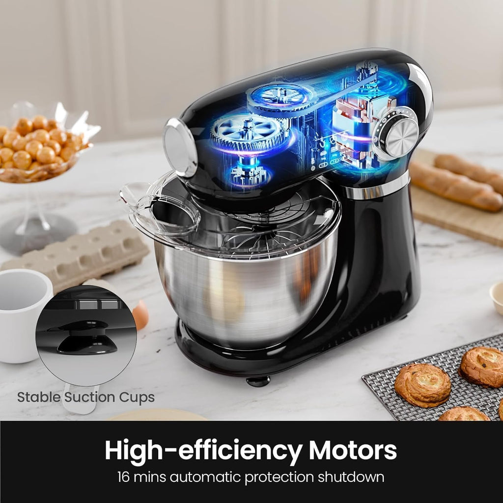 5.5QT 12-Speed Electric Stand Mixer, Tilt Head Kitchen Mixer, Black
