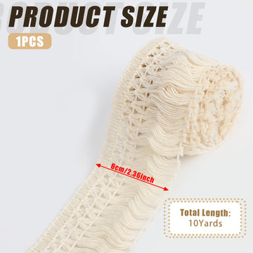 Boho Long Fringe Trim 2.3'' Wide Sewing Fringe Trim Cotton Tassel Trims for Clothes Lamp Shade Curtain Dress - 10 Yards