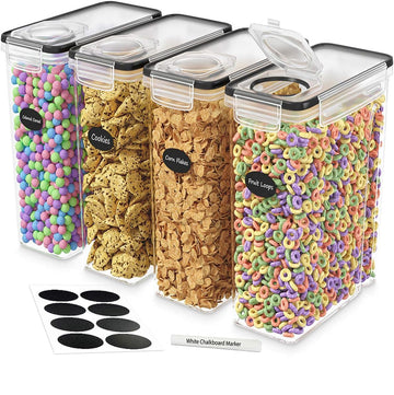 Cereal Containers Storage 4L Set of 4 Airtight Food Storage Containers with Lids Cereal Dispenser Countertop Pantry
