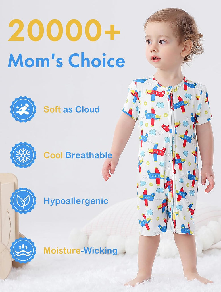 Baby Boy Sleeper, Rayon from Bamboo Short Sleeve Romper Pjs