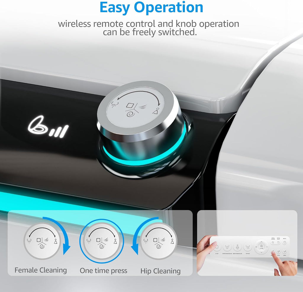 Smart Toilet with Auto Open/Close Lid, Bidet Toilet Pump-assisted, Blackout Flush, Heated Seat, Dual Auto Flush