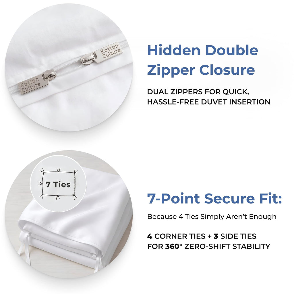 3 Pc Duvet Cover King Size Set-100% Egyptian Cotton 600 Thread Count Ultra Soft Premium Durable Comforter Cover
