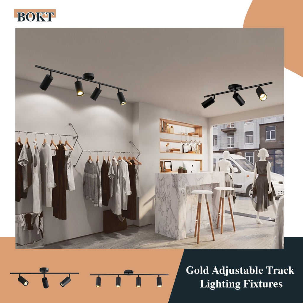 Modern Matte Black 3 Lights Adjustable LED Track Lighting Kits Industrial 3 Ways Flush Mount Ceiling Spotlights