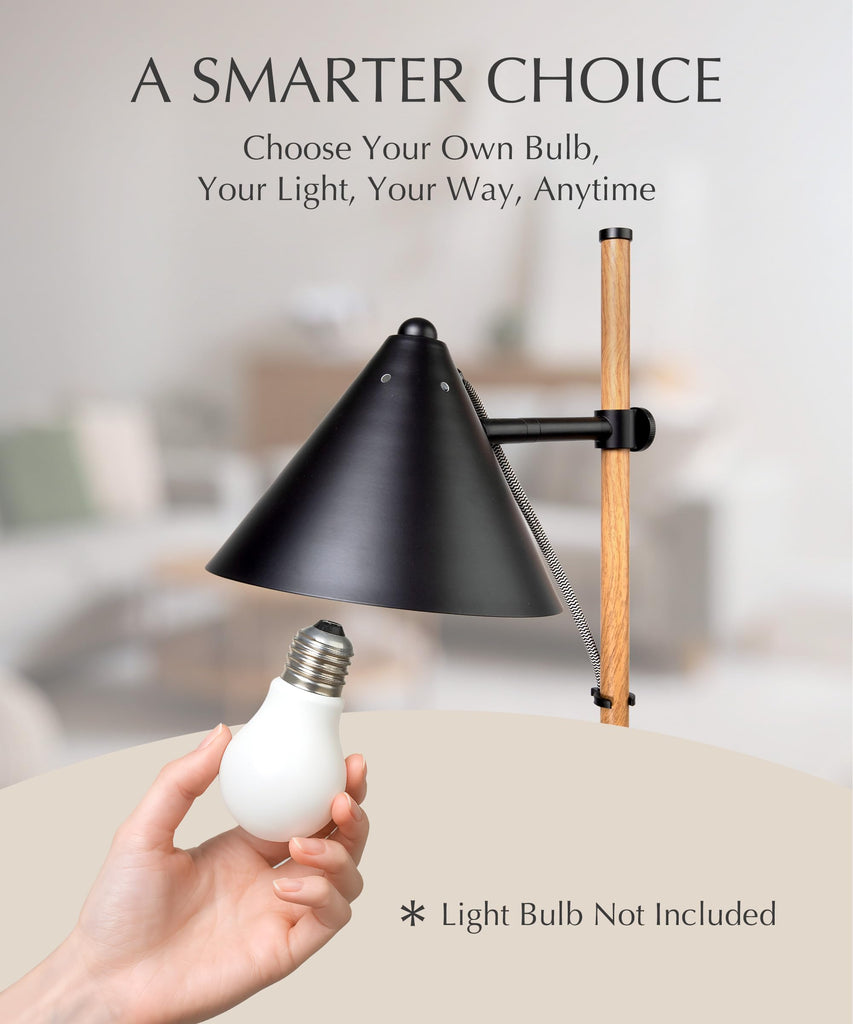Noah 59" Wood Effect Adjustable Floor Lamp, Reading Lamp